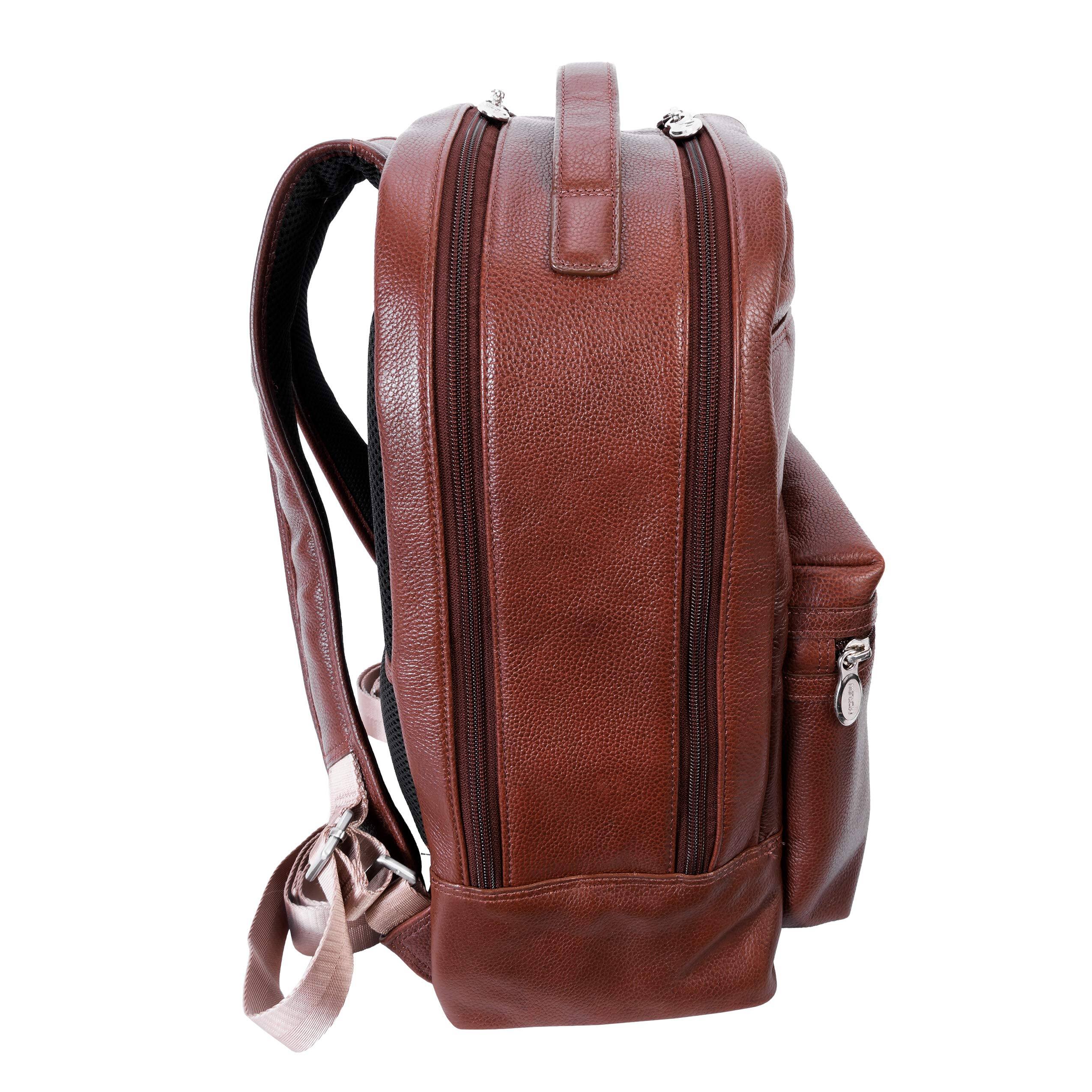 Alt View 8. McKleinUSA - 15" Leather Dual-Compartment Laptop Backpack Pebble-Grain Calfskin Built-In Laptop Protection Tablet Pocket - Brown.