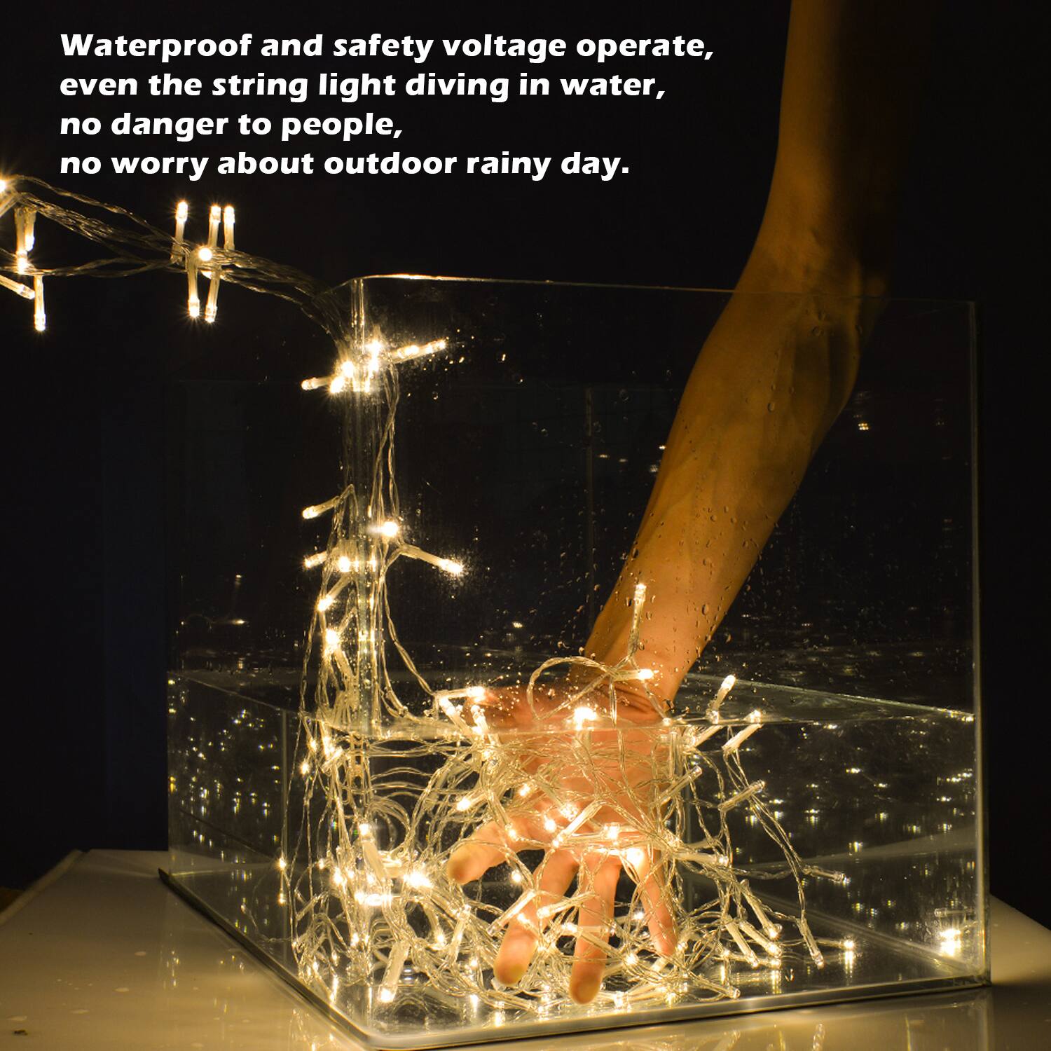 Waterproof and safety voltage operate, even the string light diving in water, no danger to people, no worry about outdoor rainy day.