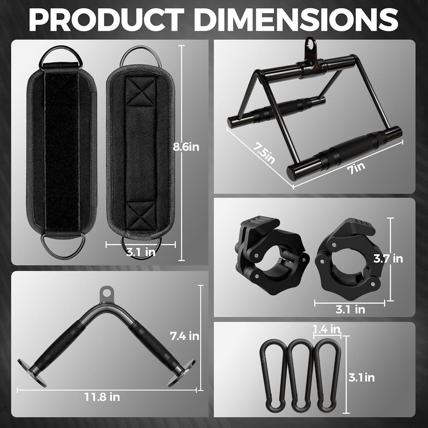 PRODUCT DIMENSIONS  
8.6 in  
7.5 in  
7 in  
3.1 in  
3.7 in  
3.1 in  
7.4 in  
1.4 in  
11.8 in  
3.1 in