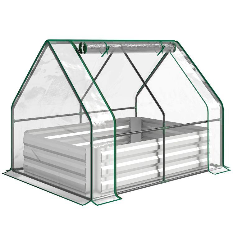 Alt View 10. PULUZ - Raised Garden Bed with Cover, Outdoor Galvanized Metal Planter Box Kit - Clear.