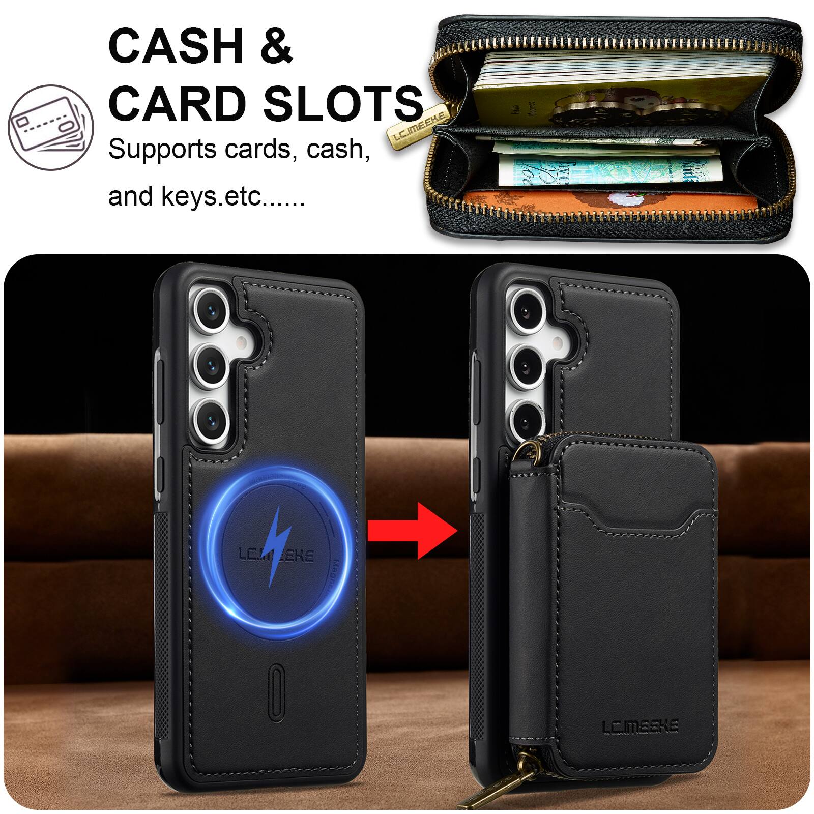 CASH & CARD SLOTS  
Supports cards, cash, and keys, etc.....