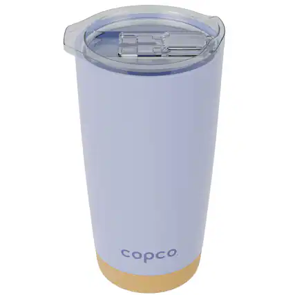 Front. Copco - Copco Insulated Stainless Steel Travel Tumbler 20oz, Cork Bottom - Purple.