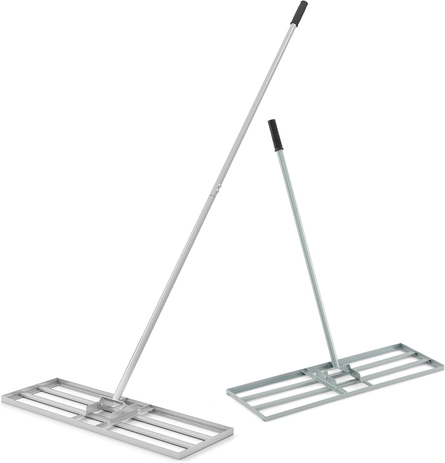 Gymax - Lawn Leveling Rake 30'' x 10'' Heavy Duty Lawn Level Tool for Soil w/67'' Handle - Silver