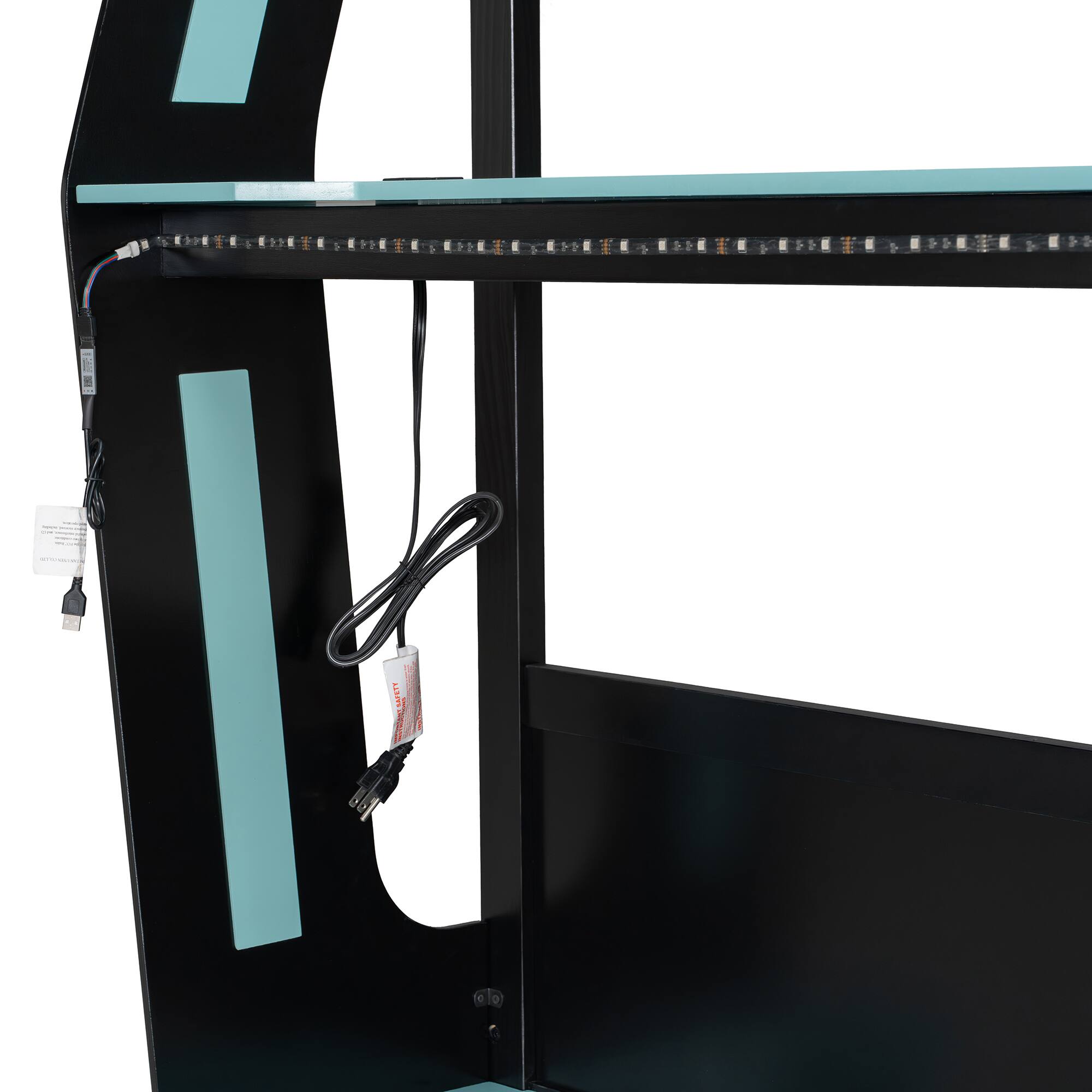 Alt View 1. Whisen - Full Size Gaming Bunk Bed with RGB Desk,USB Ports and Cable Management - Blue.