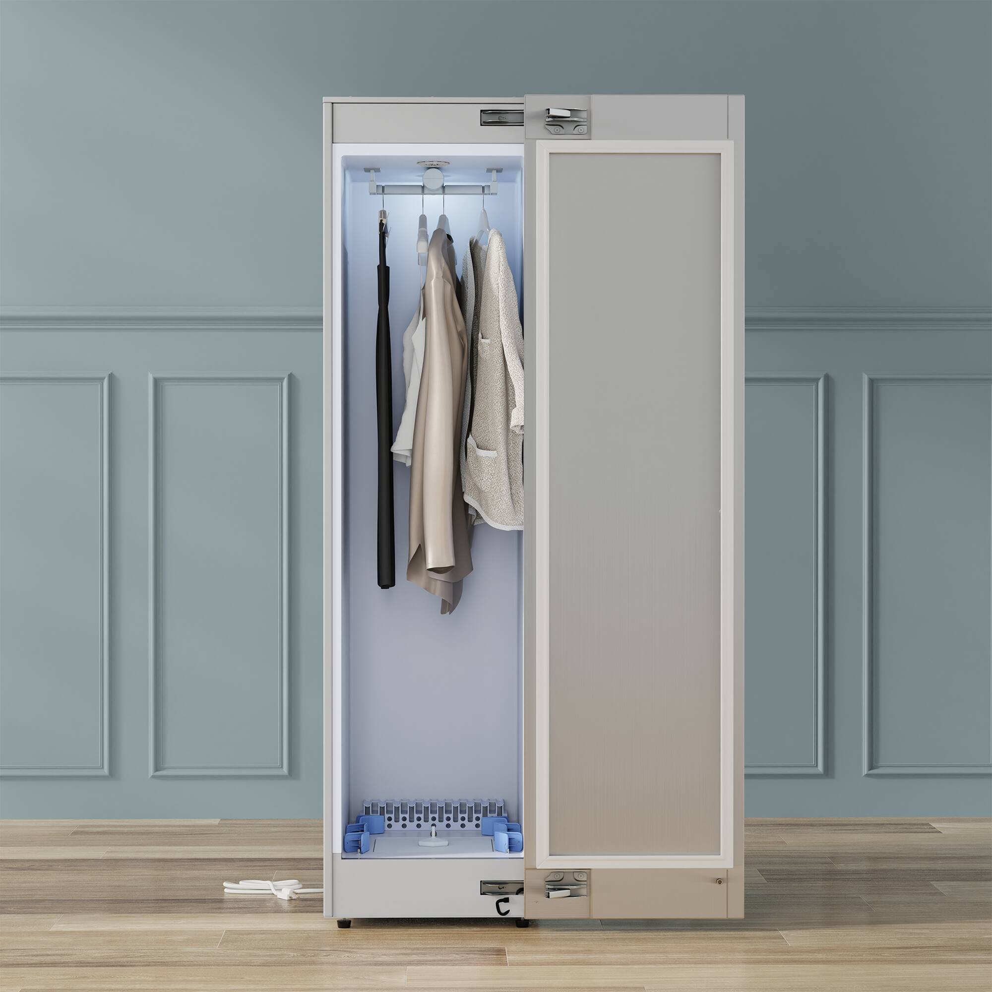 Angle. Equator - Equator SDC 760 7.6cf Smart Steam Closet Dryer 4 Moving Hangers Quick20 Refresh Sanitize Deodorize Garment Care - Silver.
