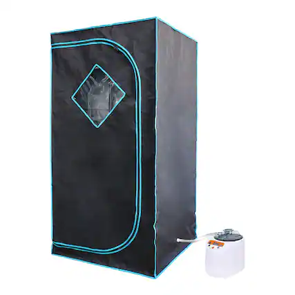 Front. JOMEED - JOMEED 35 x 35 Inch Portable Zip Sauna with Chair for Home Relaxation, Black - Black.
