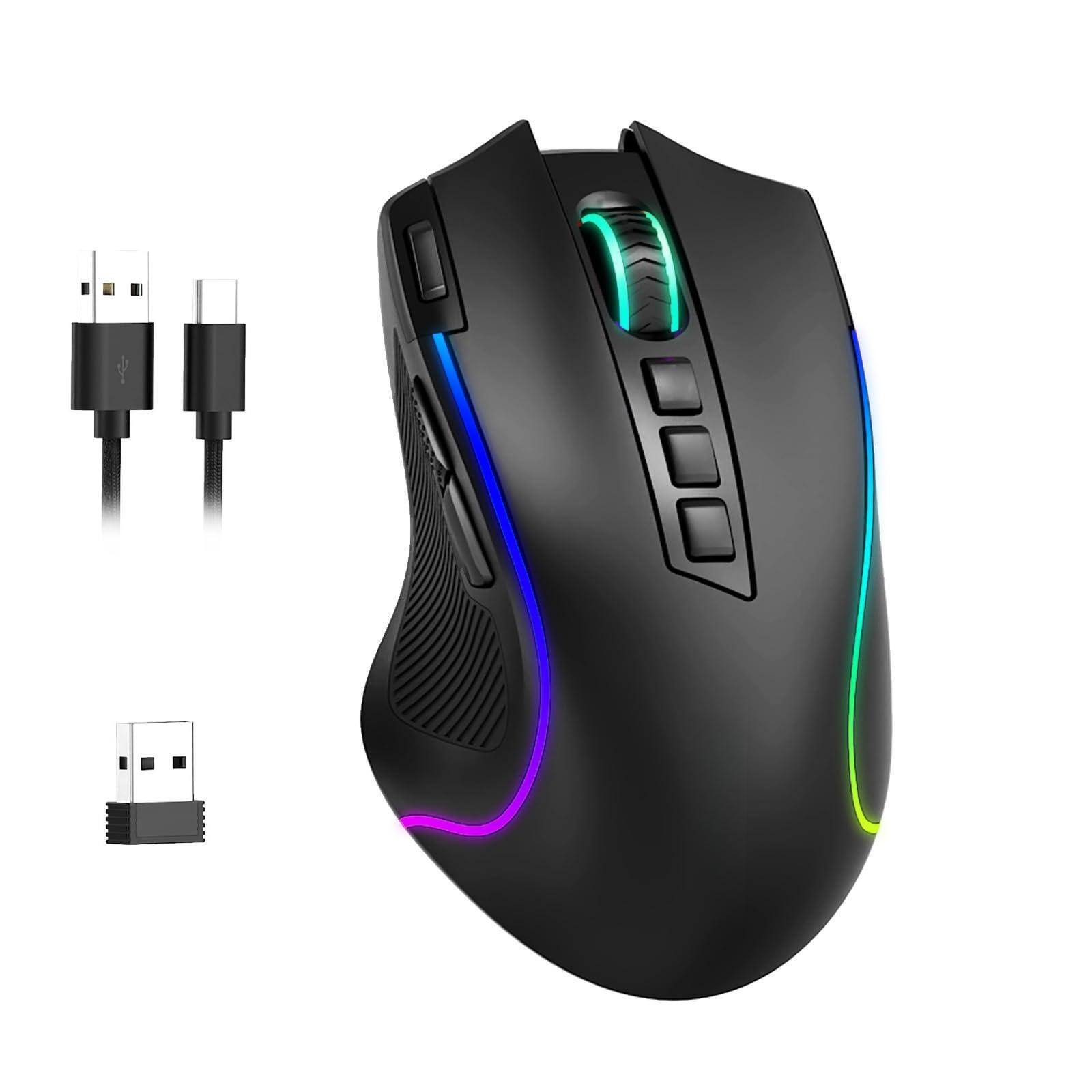 Front. Cedar Assembly - Gaming Mouse Tri modes Wireless//wired Rechargeable Rgb Gamer With 2 Side Buttons Rapid Fire Key 6... - Default.