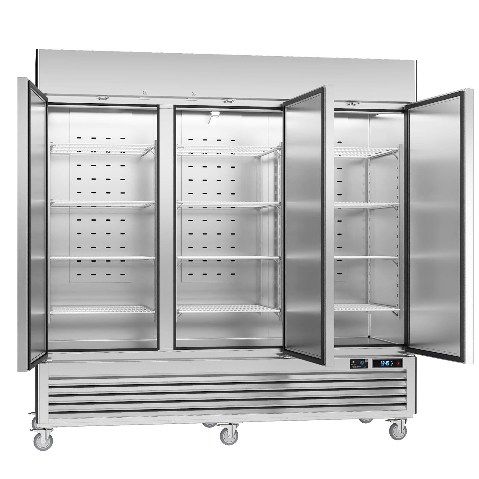 Back. Veecool - VEECOOL 82" 72 cu.ft. WiFi Enabled 3 Solid Doors Commercial Reach-in Refrigerator in Stainless Steel with 12 Shelves - Stainless Steel.