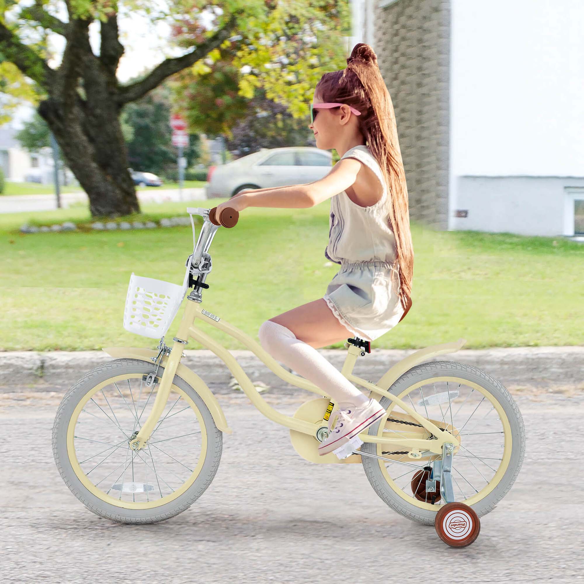 Alt View 3. Costway - Costway 18" Kids Bike Toddler Bicycle with Training Wheel Kickstand for 4-8 Years - Beige.