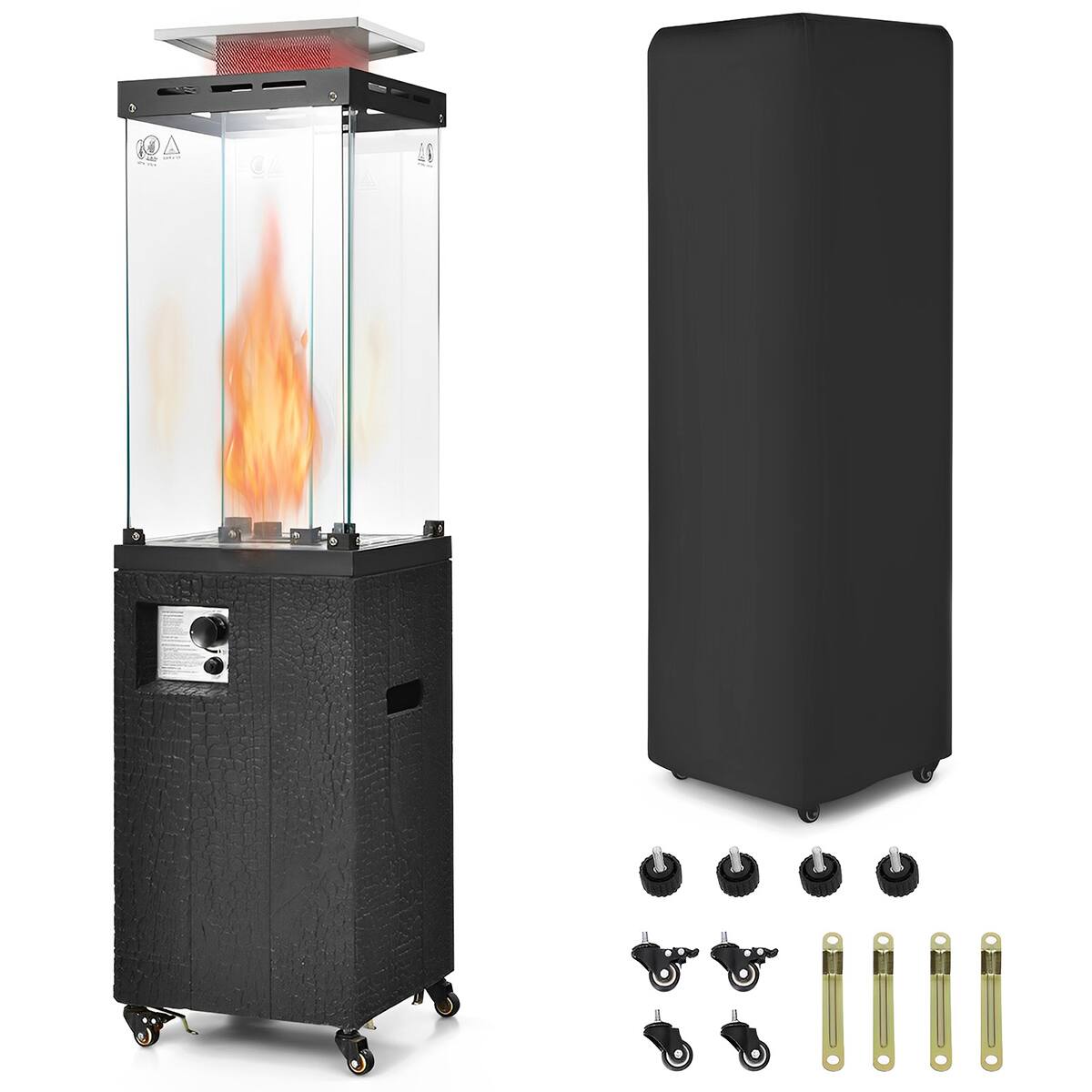 Front. Sugift - 41 000 BTU Propane Patio Heater with Metal Hood-Black - Black.
