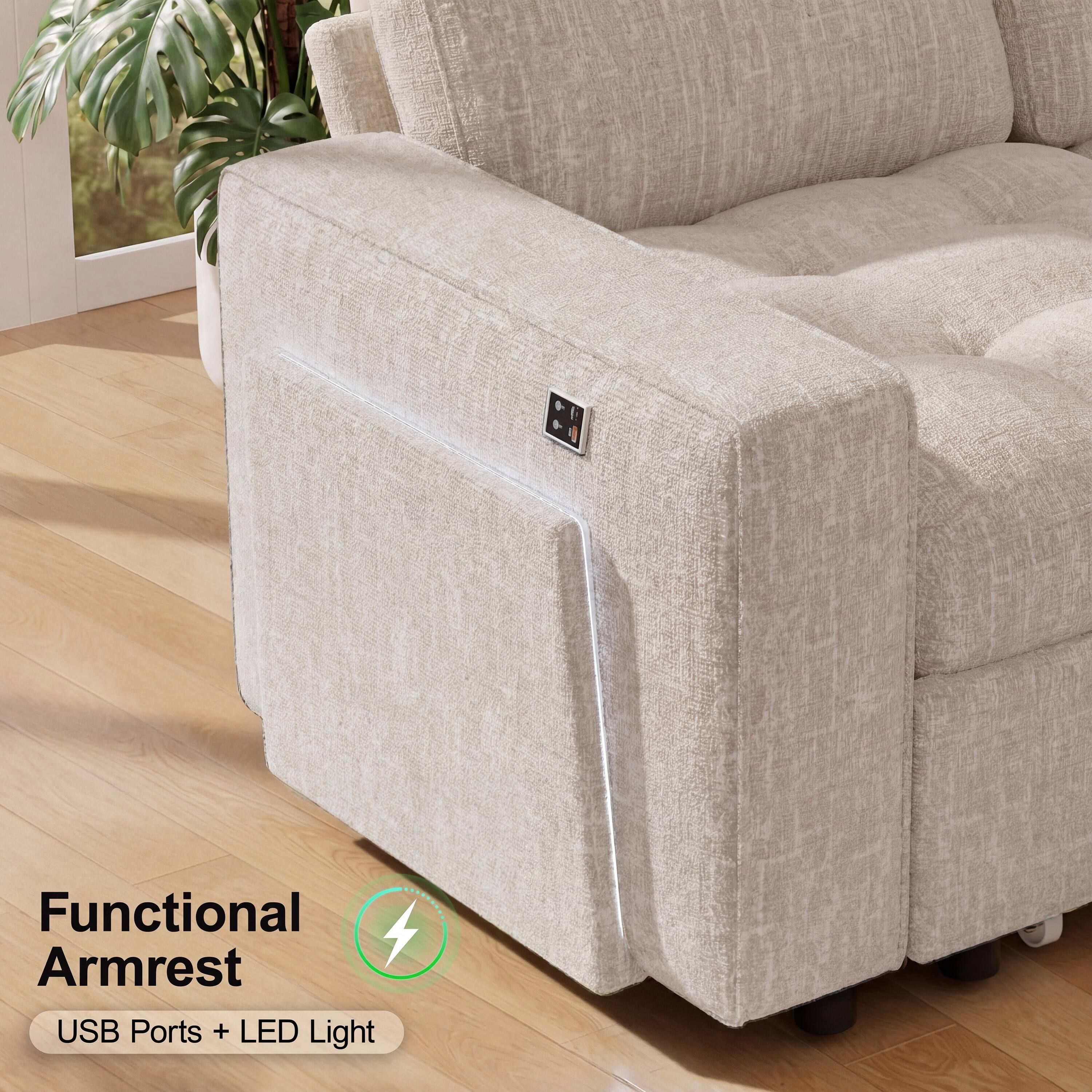 Functional Armrest  
USB Ports + LED Light