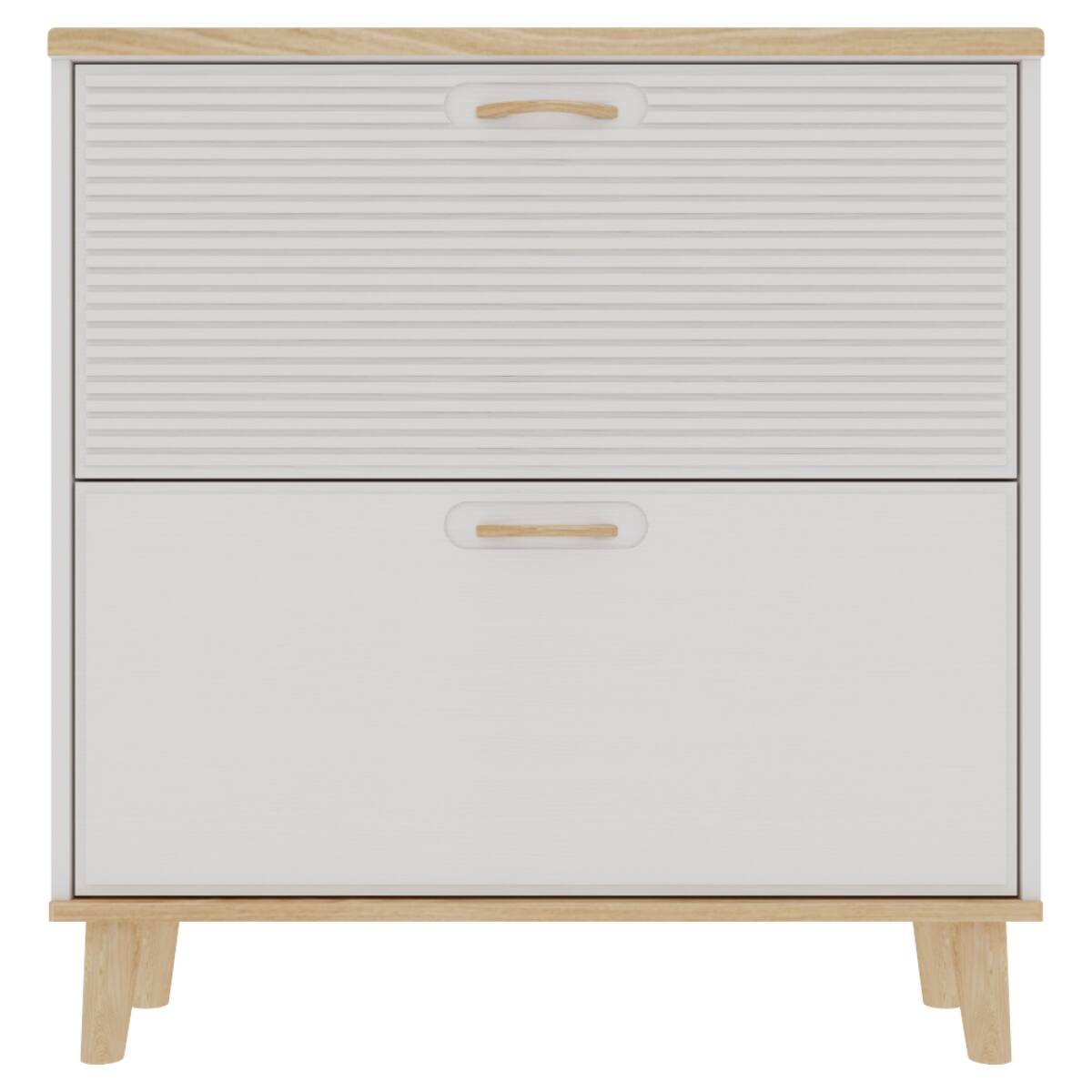 Front. Halitaa - Shoe Storage Cabinet with 2 Flip Doors - Modern Entryway & Narrow Hallway Organizer for 8-16 Pairs,for Families - Beige.