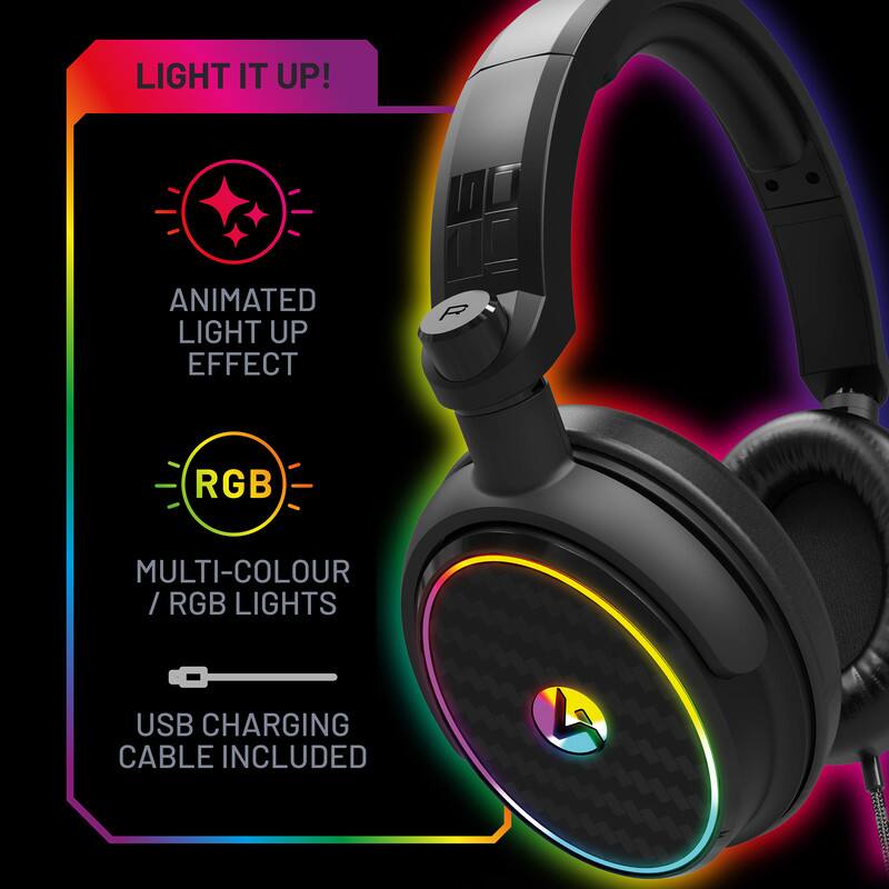 LIGHT IT UP!

- ANIMATED LIGHT UP EFFECT
- RGB
- MULTI-COLOUR / RGB LIGHTS
- USB CHARGING CABLE INCLUDED