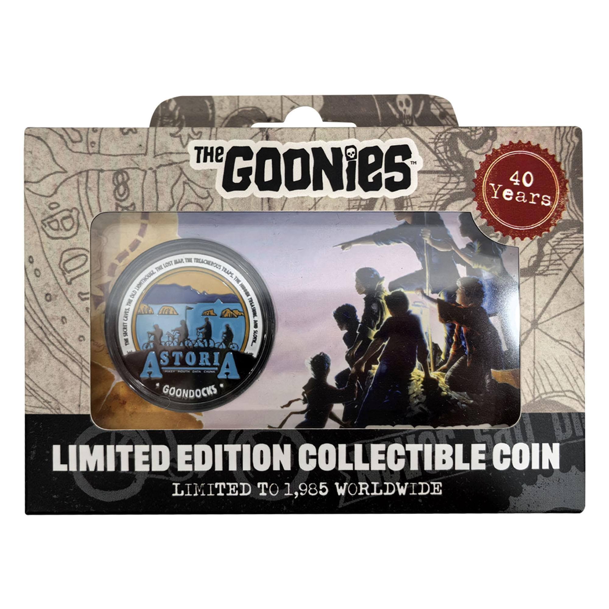 The Goonies 40 Years: The Lost Bar, The Treasure Traps, The I.D. Caves, Treasure, The Slot, Astoria, Goondocks. Limited Edition Collectible Coin. Limited to 1,985 Worldwide.