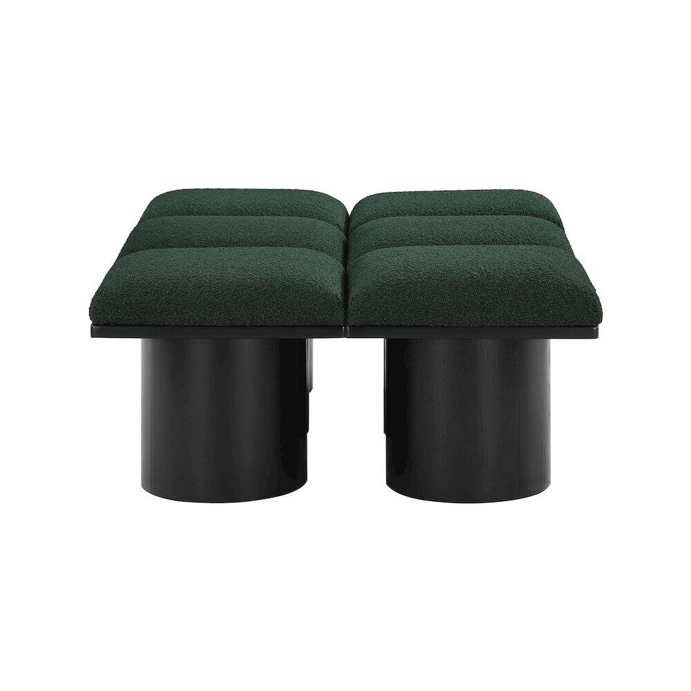 Left. Meridian Furniture - Pavilion Green Boucle Fabric Bench - Green Boucle Fabric.