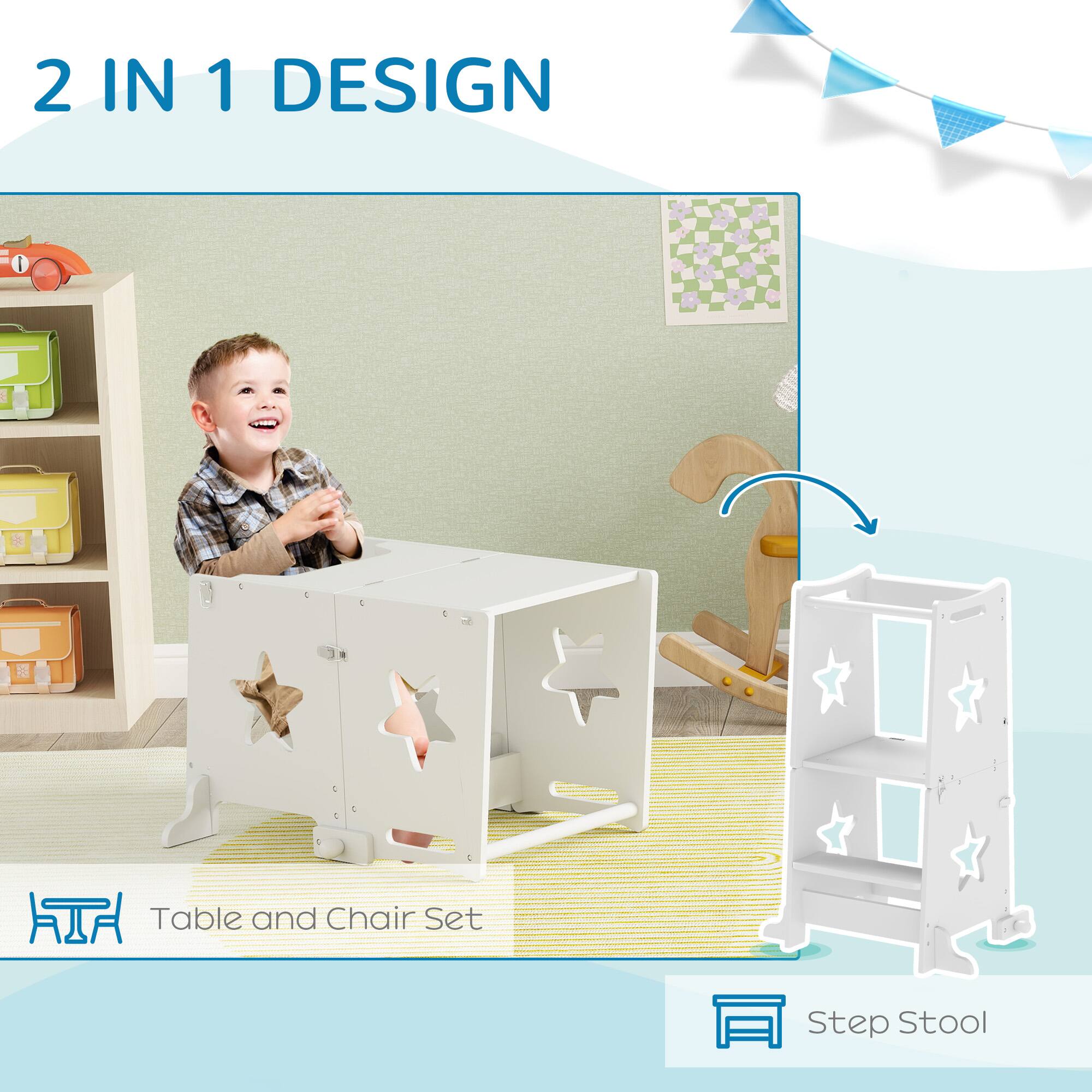 2 IN 1 DESIGN

Table and Chair Set

Step Stool