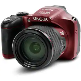 Minolta - MN67Z 20 MP 1080p HD Bridge Digital Camera MN67Z-R - Red