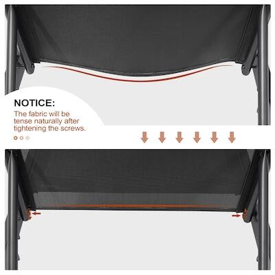NOTICE: The fabric will be tense naturally after tightening the screws.