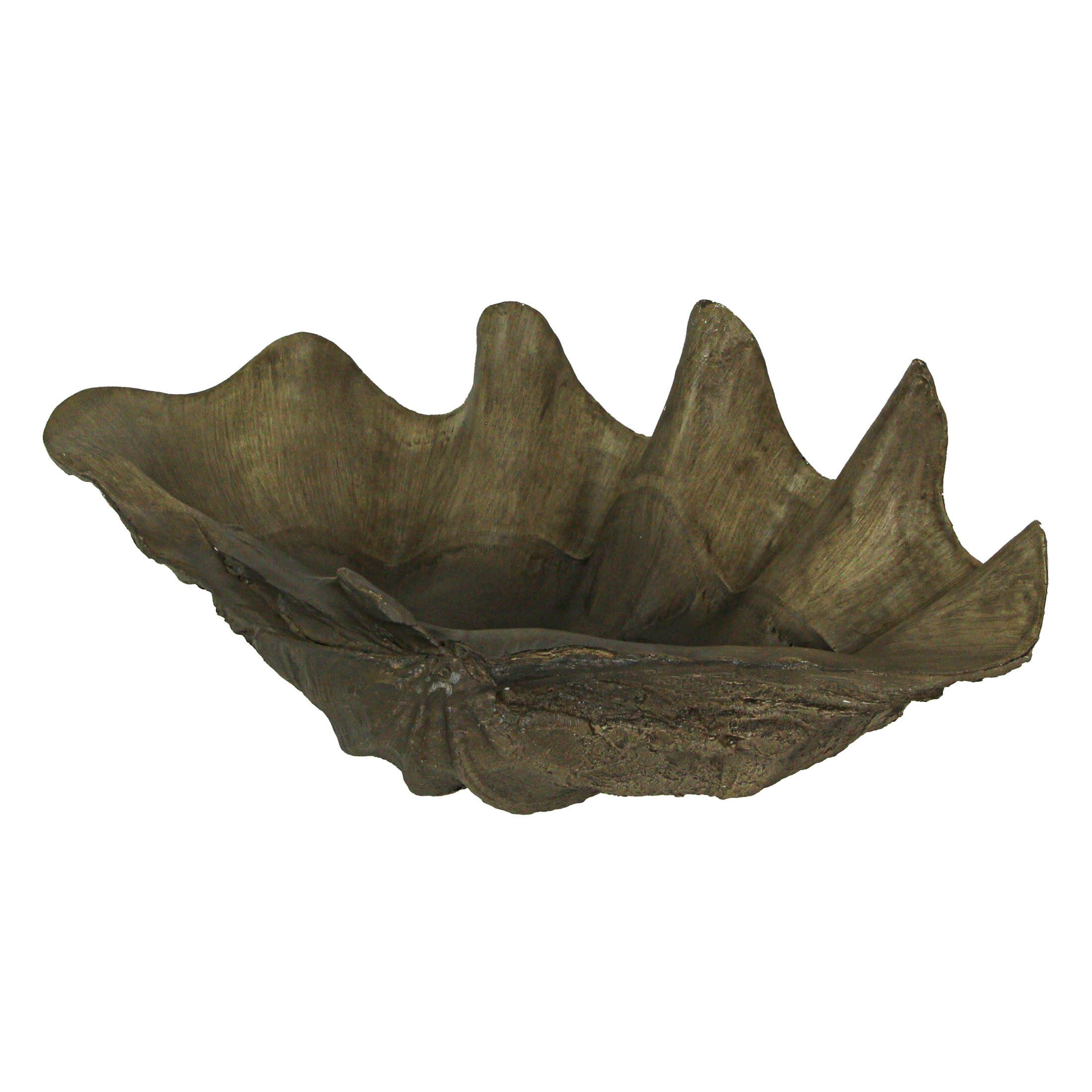 Alt View 1. Contrast Inc. - Lifelike Cast Polyresin Giant Clam Shell Decorative Bowl - Taupe.
