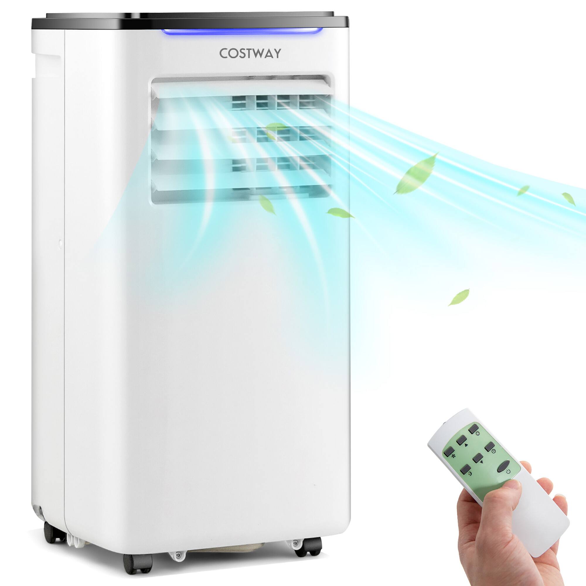 Costway - 7100 BTU Portable Air Conditioner Cools up to 350 sq.ft 3-in-1 AC Unit w/ Cool Dehum Fan Sleep Mode - White