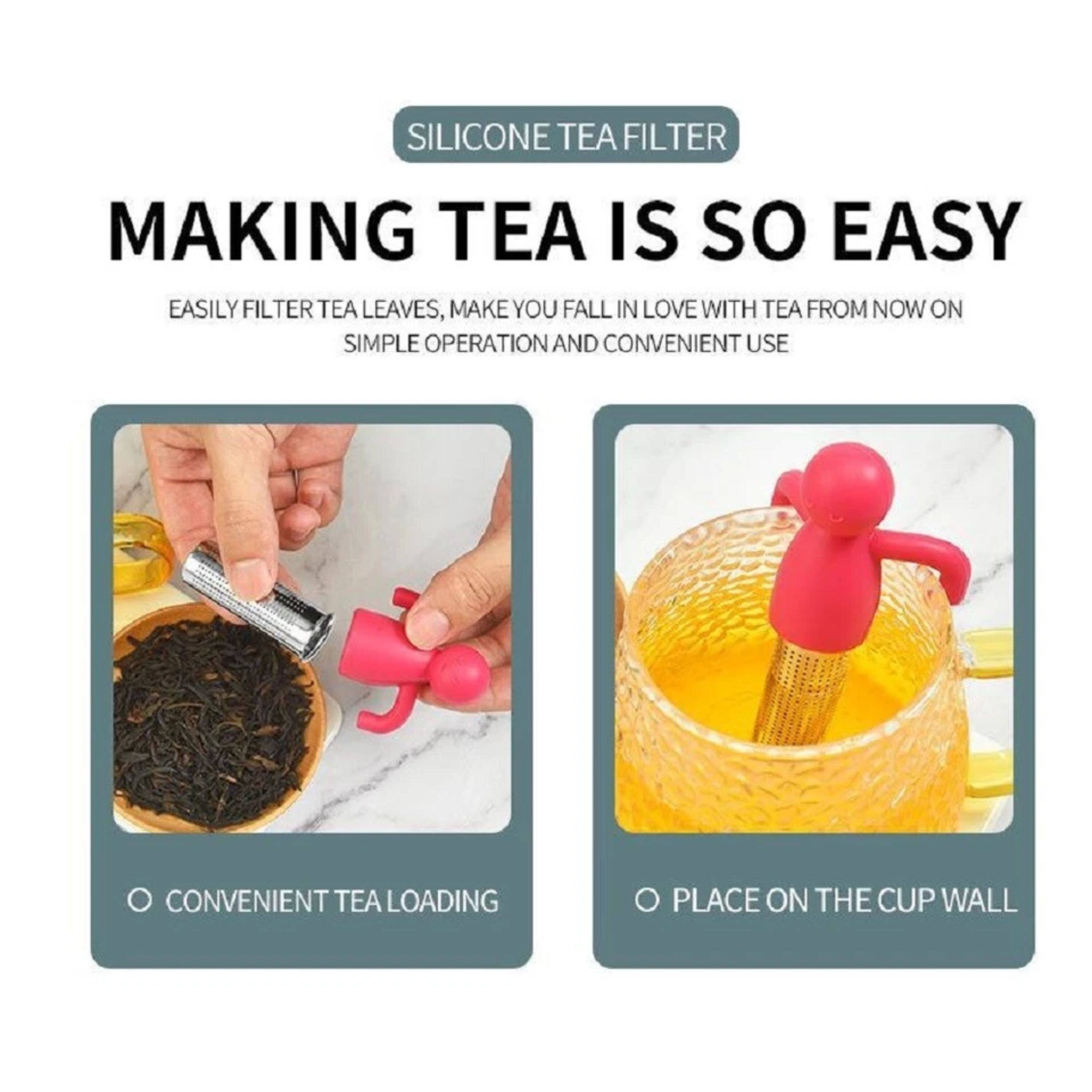 SILICONE TEA FILTER

MAKING TEA IS SO EASY

EASILY FILTER TEA LEAVES, MAKE YOU FALL IN LOVE WITH TEA FROM NOW ON

SIMPLE OPERATION AND CONVENIENT USE

- CONVENIENT TEA LOADING
- PLACE ON THE CUP WALL