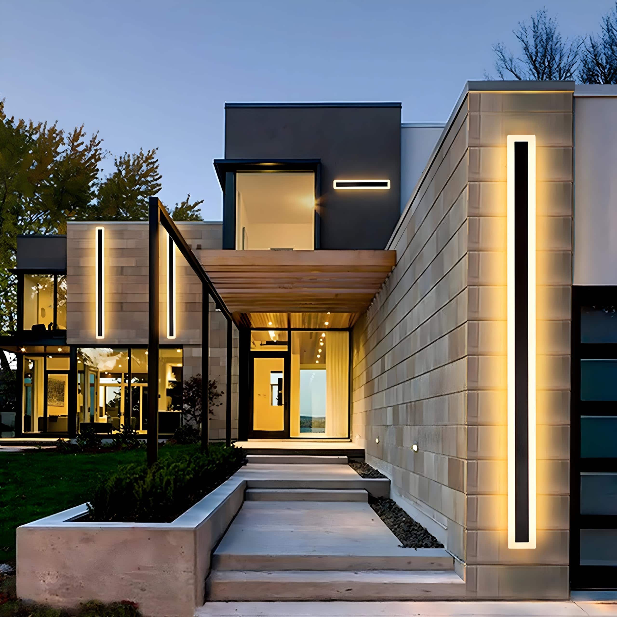 Reds Spade - Long Outdoor Modern Wall Light Waterproof Ip65 Warm 110v Mount Lighting Fixture Rectangular Lights Elegant - 2Pack-47.2inch