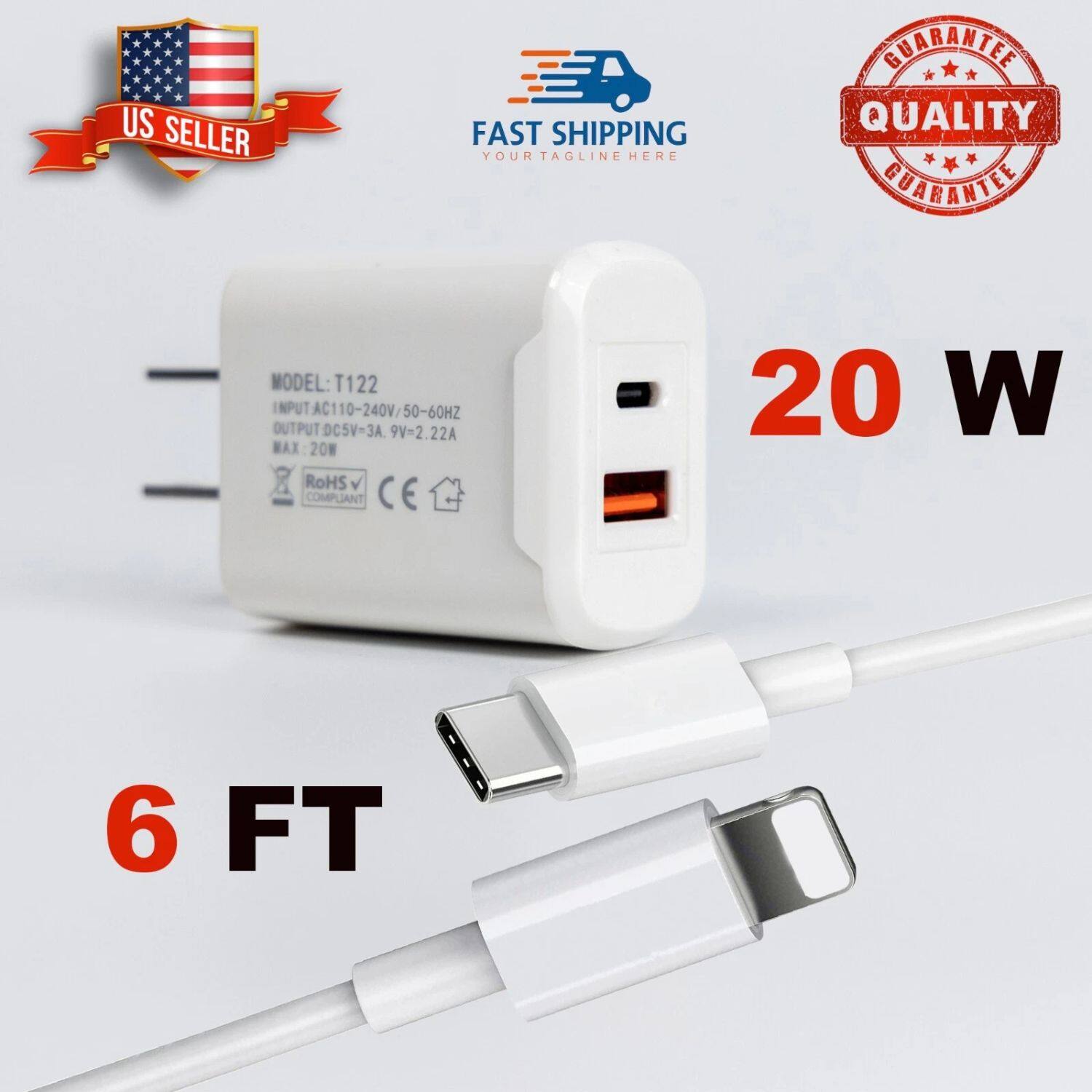 US SELLER  
FAST SHIPPING  
YOUR TAGLINE HERE  
GUARANTEE QUALITY GUARANTEE  

MODEL: T122  
INPUT AC110-240V/50-60HZ  
OUTPUT DC5V-3A, 9V-2.22A  
MAX: 20W  
ROHS COMPLIANT  
CE  

20 W  
6 FT