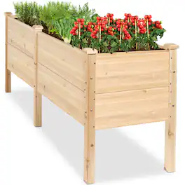 Best Choice Products - 72" x 24" x 30" Raised Garden Bed, Extra Deep 16" Depth, Elevated Wood Planter Stand - Natural