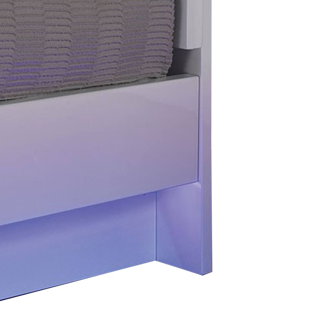 Alt View 3. Manhattan Lane - Pero King Size Bed w Silver Trimmed Headboard, LED Footboard - White, Chrome Silver.