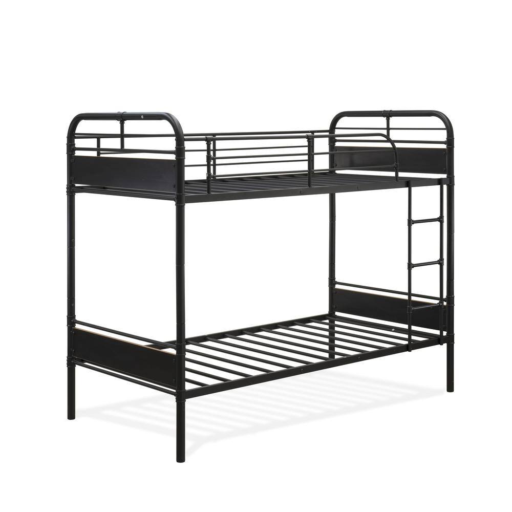 Angle. East West Furniture - Hedley Bunk Bed Frame with 4 Metal Legs - Black.