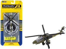 Boeing AH-64 Apache Helicopter Drab "United States Army" with Runway Section Diecast Model by Runway24 - Olive