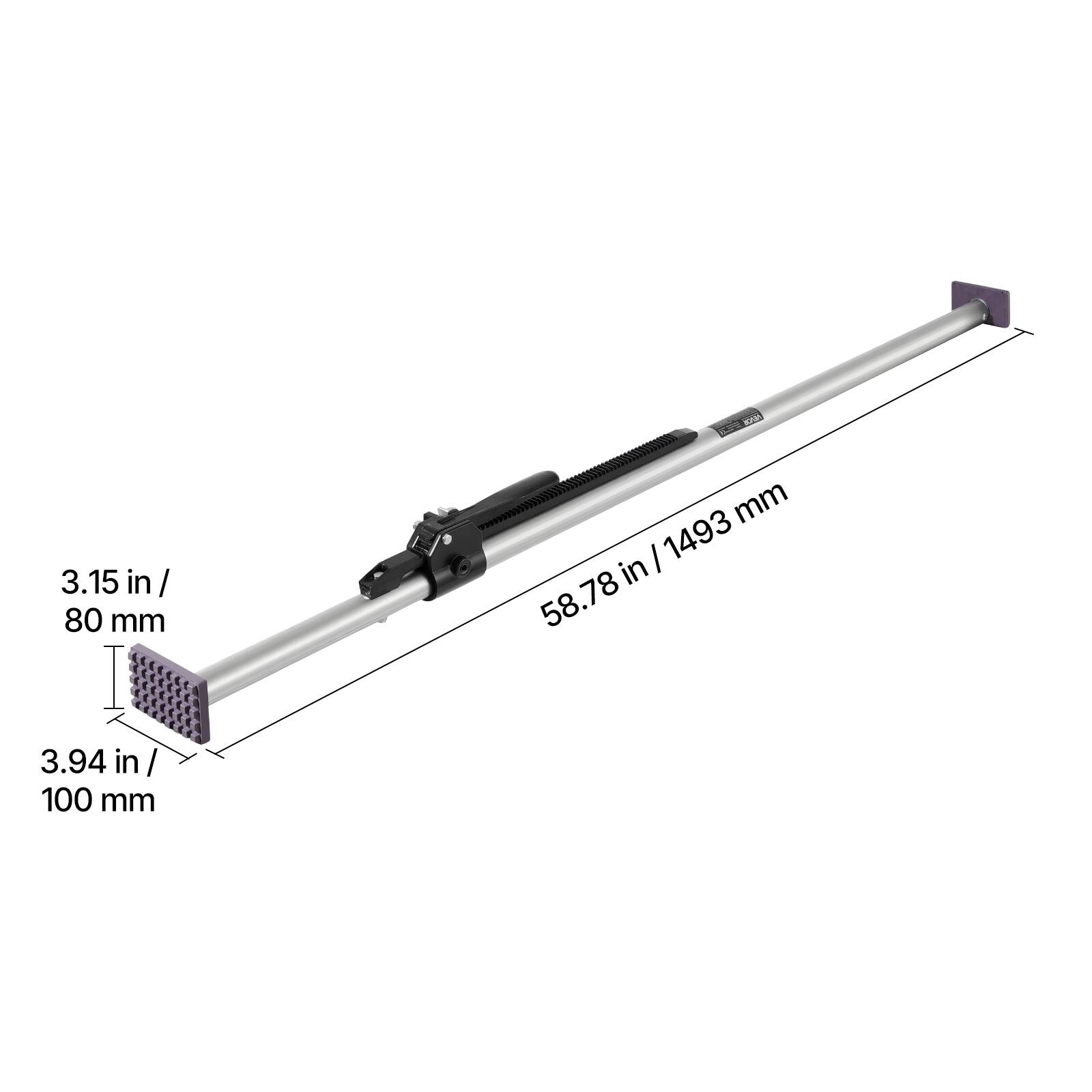 3.15 in / 80 mm  
3.94 in / 100 mm  
58.78 in / 1493 mm