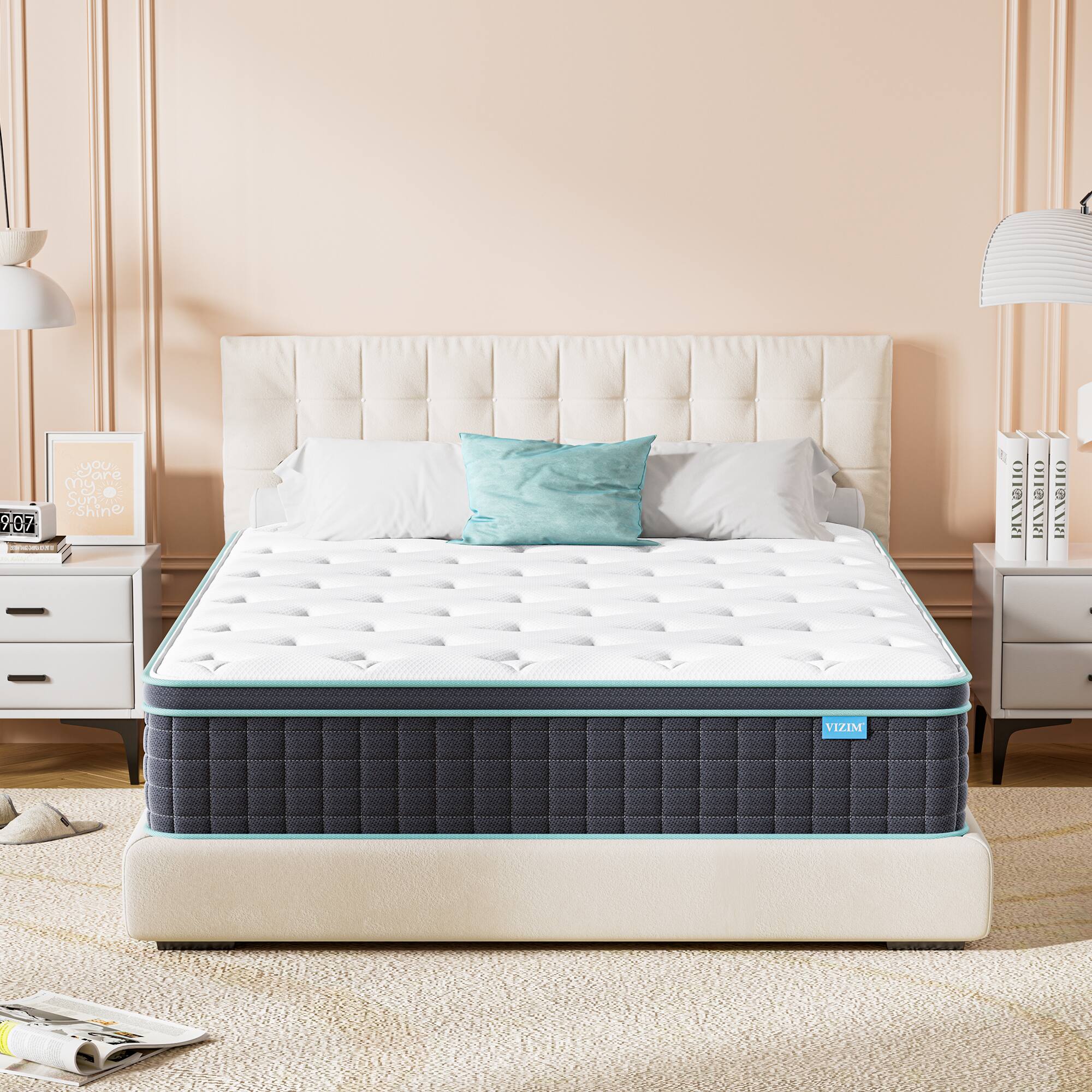 Bestier - 12" Medium Firm Memory Foam Mattress in a Box - Black and Blue