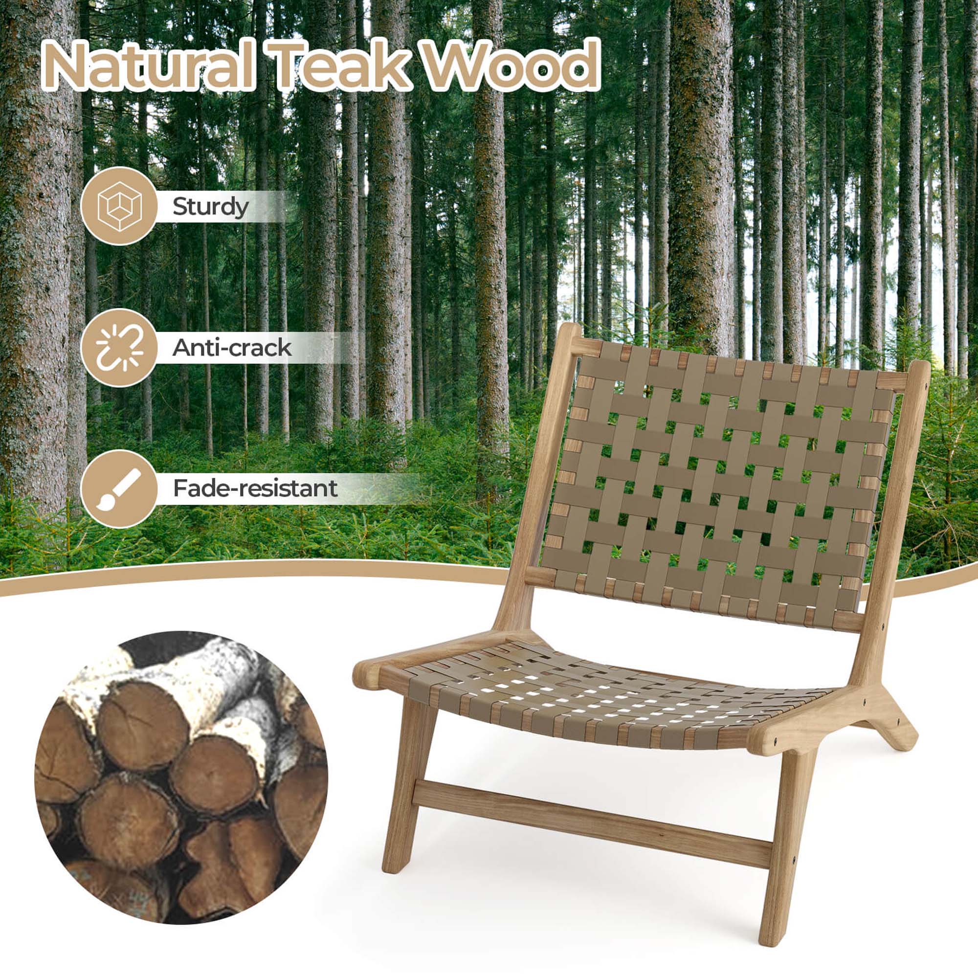 Natural Teak Wood

- Sturdy
- Anti-crack
- Fade-resistant