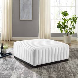 Conjure Channel Tufted Upholstered Fabric Ottoman by Modway - EEI-5501-BLK-WHI