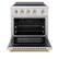 Angle. ZLINE - 30 in. Wide 4 Elements Autograph 4.2 cu. ft. Paramount Freestanding Induction Range with Electric Oven w/ Gold Accents - Stainless Steel.