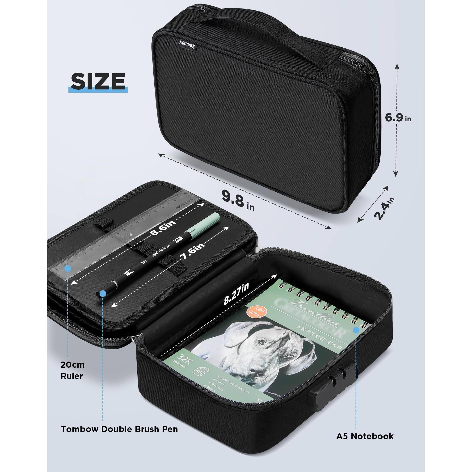 - Size: 6.9in x 9.8in x 2.4in
- 20cm Ruler
- Tombow Double Brush Pen
- A5 Notebook
- 32K Sketch Pad
- Weight: 180g