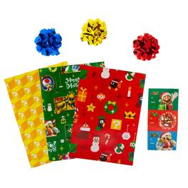 Sunrise Identity - Super Mario Bros. 9-Piece Holiday Wrapping Paper Kit - Red