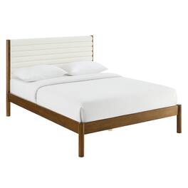 Modway - Olea Channel Tufted Boucle Solid Wood Queen Platform Bed - Brown