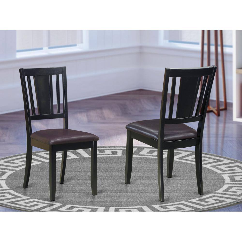 Left. East West Furniture - Dudley Dining Chair with Faux Leather upholstered Seat in Black Finish - Black.