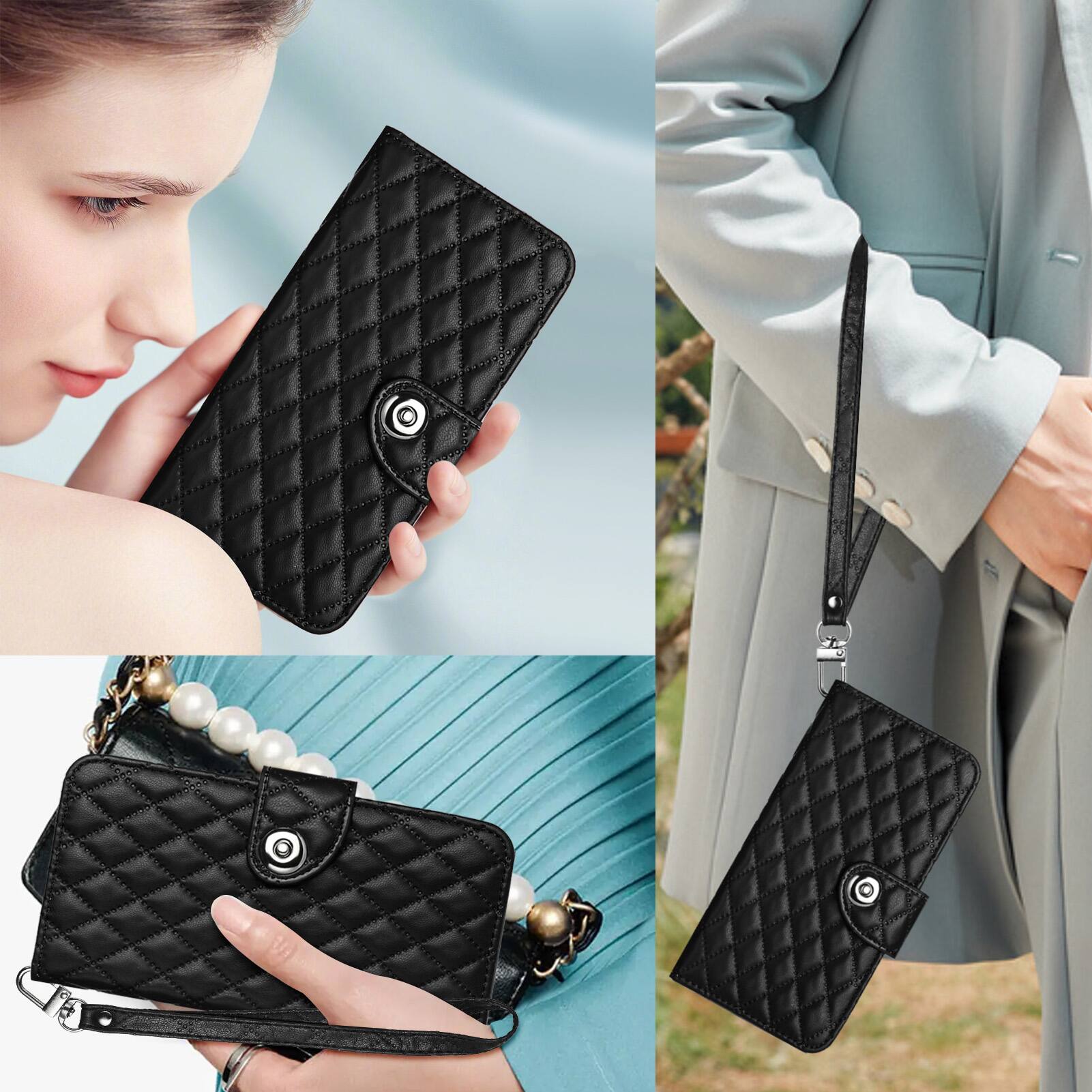 Alt View 5. Dteck - for Samsung Galaxy A37 5G PU Leather Wallet Case,7-Card Holder Slots TPU Inner Cover Stand Folio Flip Case+Lanyard - Black.