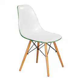 LeisureMod - Dover Mid-Century Modern Dining Chair, ABS Plastic Seat with Wood Legs - White Green