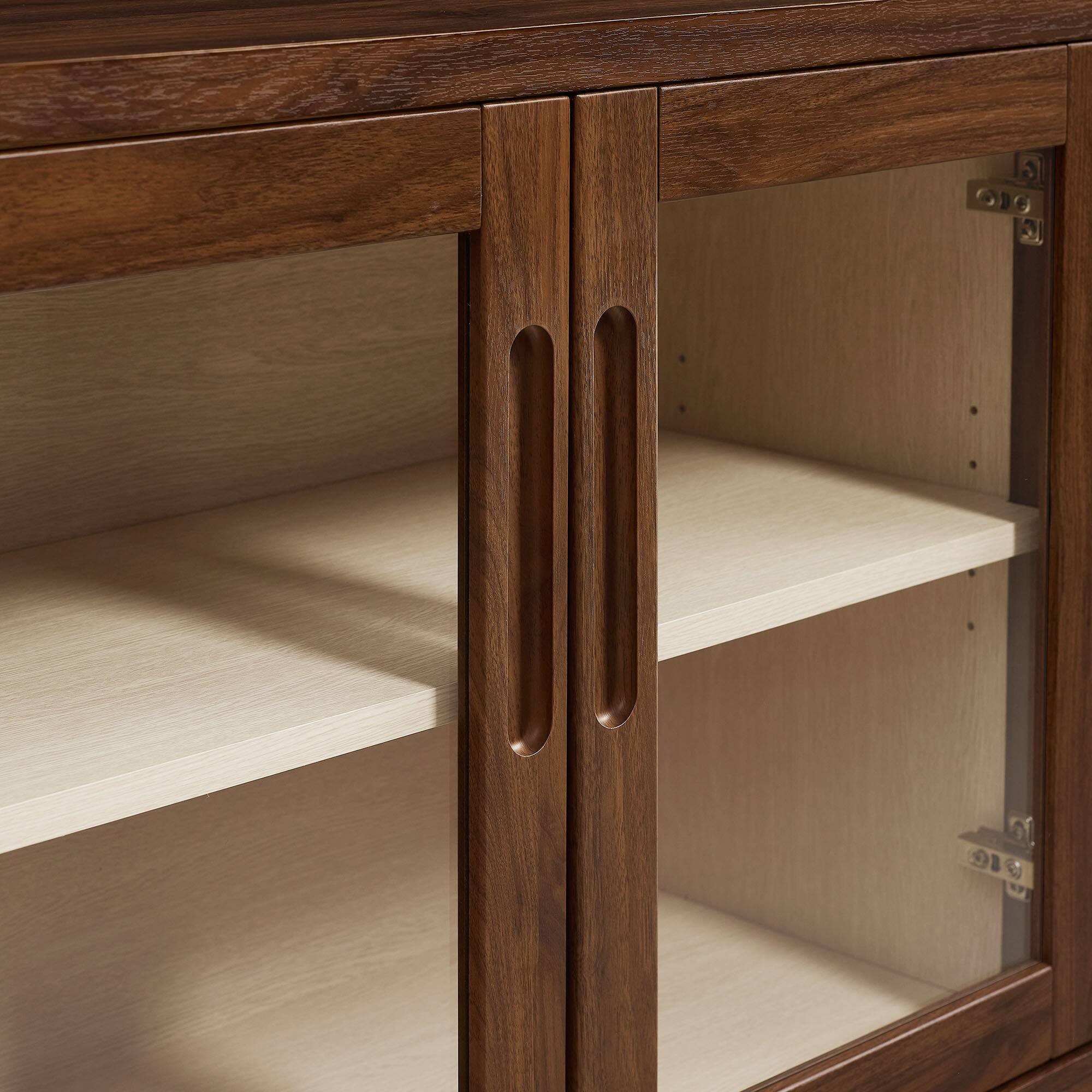 Alt View 5. Modway - Nell 72" Glass Door Sideboard Storage Display Cabinet by Modway - Walnut.