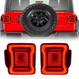 AMERICAN MODIFIED - Red Lens V2 Tunnel Tail Lights for 2018-2023 Jeep Wrangler JL - Red lens, black housing