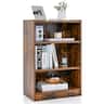 Costway - 3-Tier Bookcase Open Multipurpose Display Rack Cabinet with Adjustable Shelves - Rustic Brown