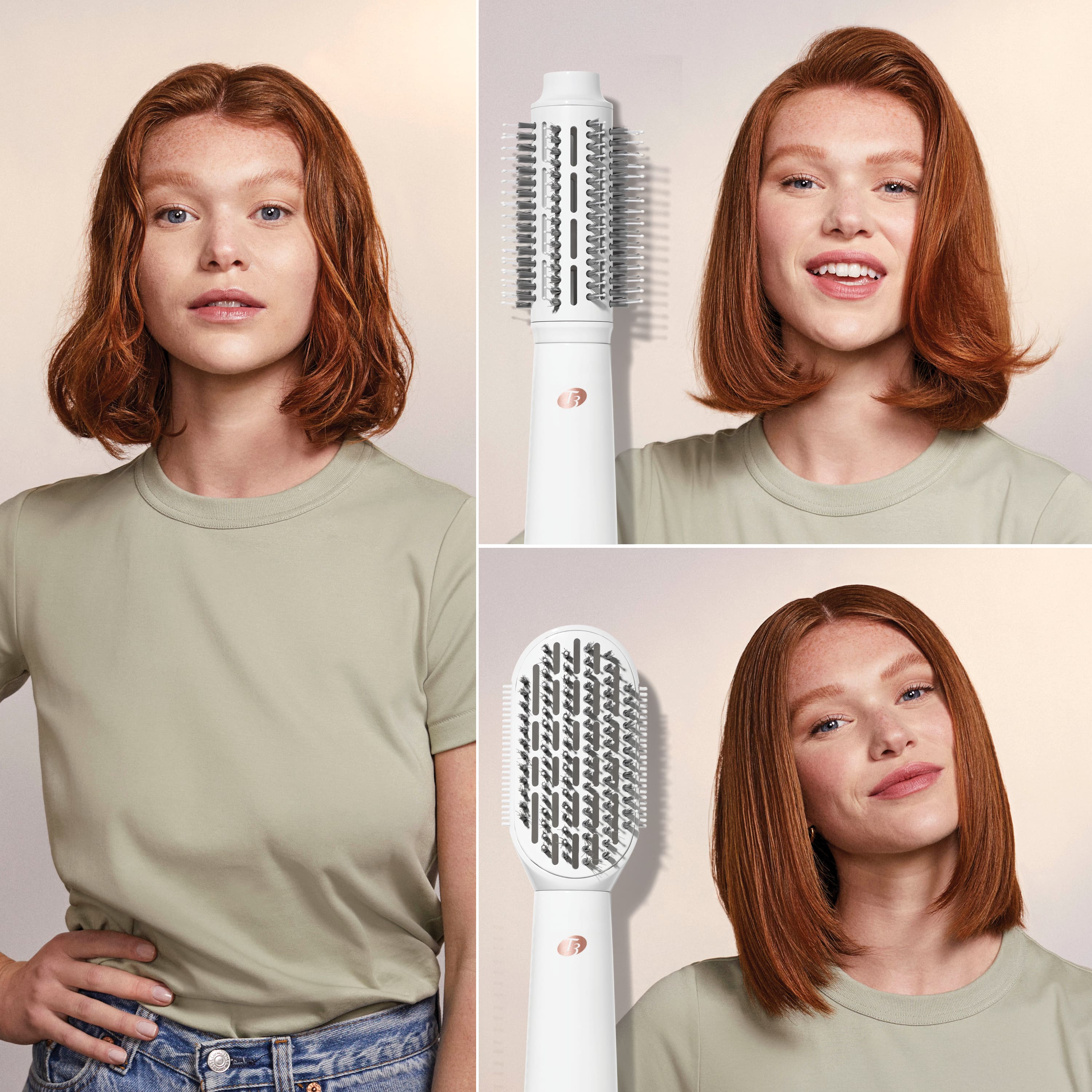 T3 AireBrush Duo newest Interchangeable HotnAir Blow Dry Brush with TwonAttachment