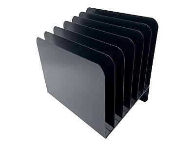 Alt View 2. Huron - Vertical 6-Compartment Steel Desk Organizer - Black.