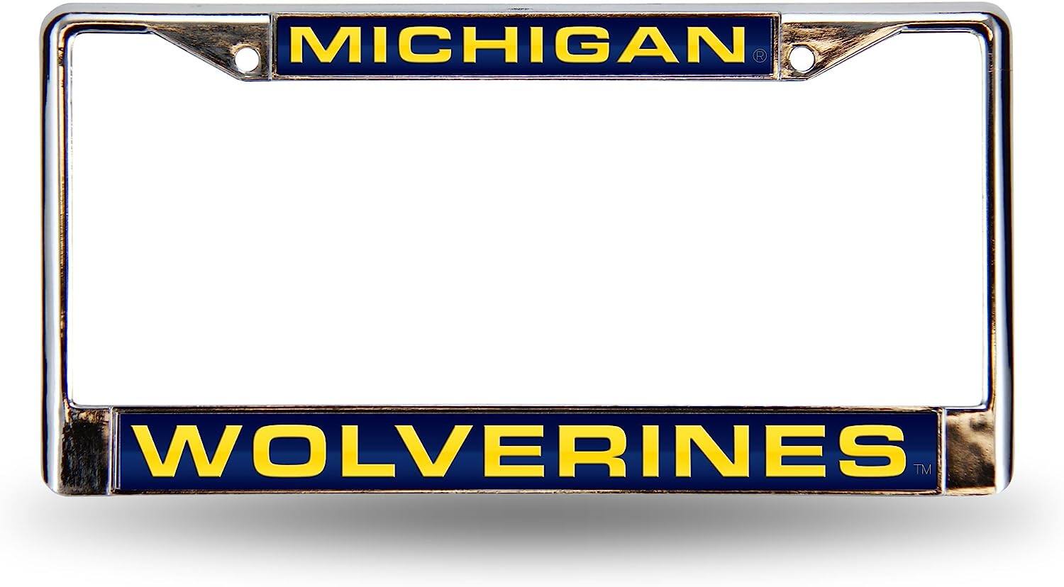 Michigan Wolverines Chrome Metal License Plate Frame Holder