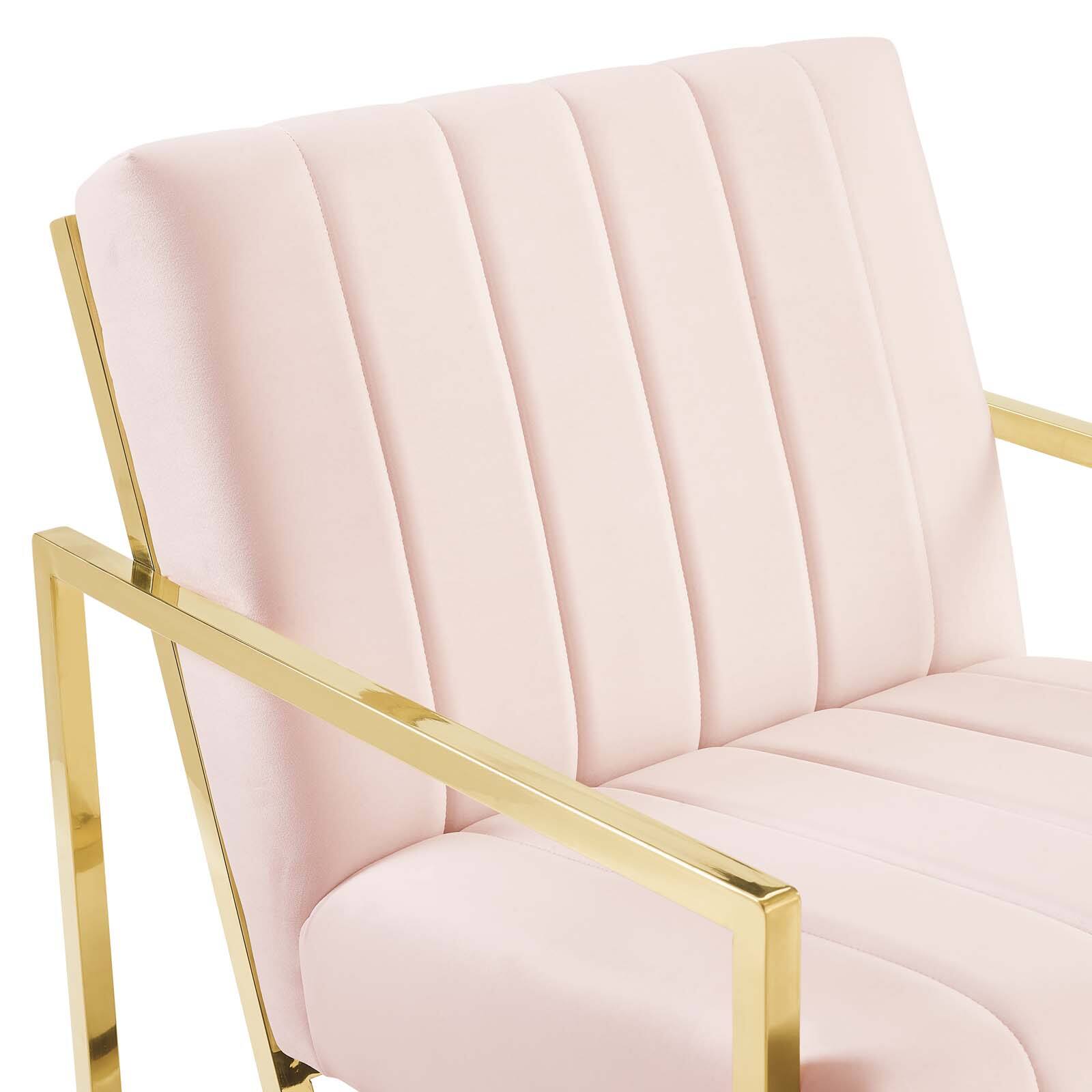 Alt View 5. Modway - Inspire Channel Tufted Performance Velvet Armchair by Modway - Pink.