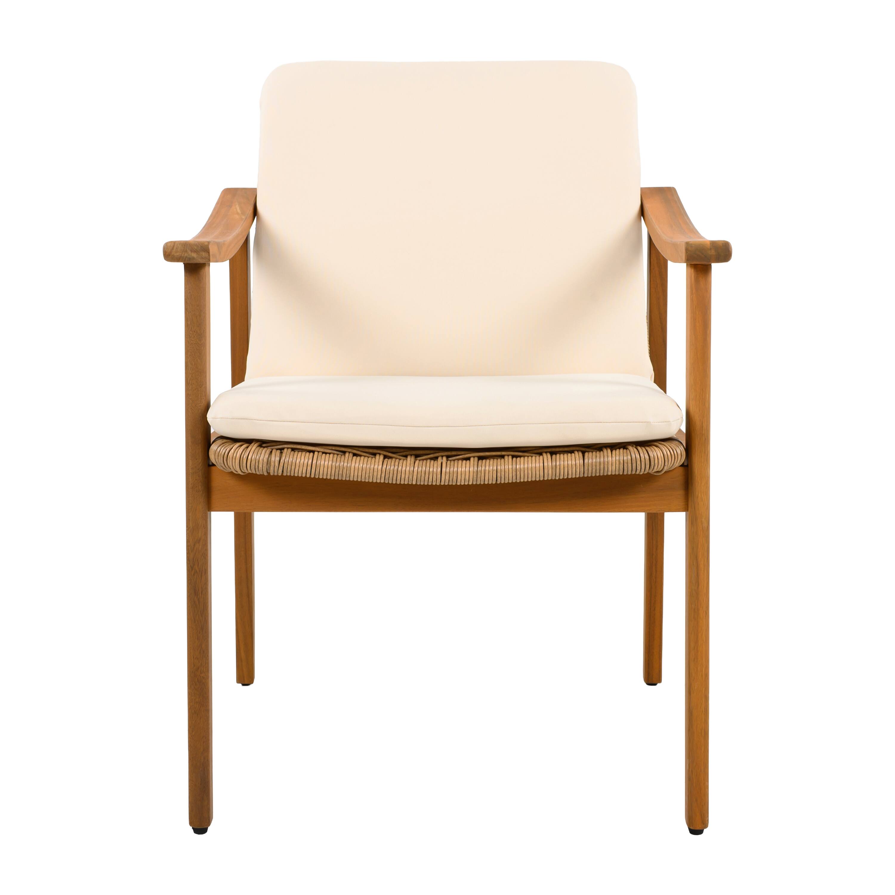 Alt View 1. Mondawe - Set of 2 Acacia Wood Outdoor Dining Chairs with Waterproof Cushions - Beige.